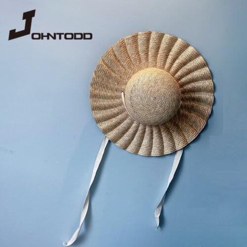 Summer hat womens sun hat French wide-brimmed straw hat casual natural wheat straw hat with beach hat shade woman hat cap