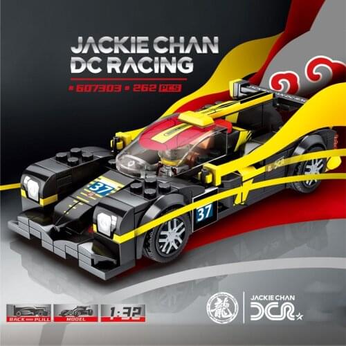Technics Speed champion No.37 car jackie chan DC racing team building block pull back vehicle racer figures bricks toys for gift