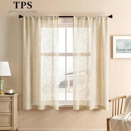 TPS 2 Pieces Multi Colors Textured Tulle Short Sheer Curtains for Living Room Bedroom Kitchen Window Treatment Small Curtains