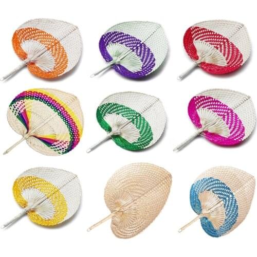 Summer Cooling Fan Pure Natural Handmade DIY Heart Shaped Wood Woven Fan Artificial DIY Woven Cooling Fan Home Decoration 449E