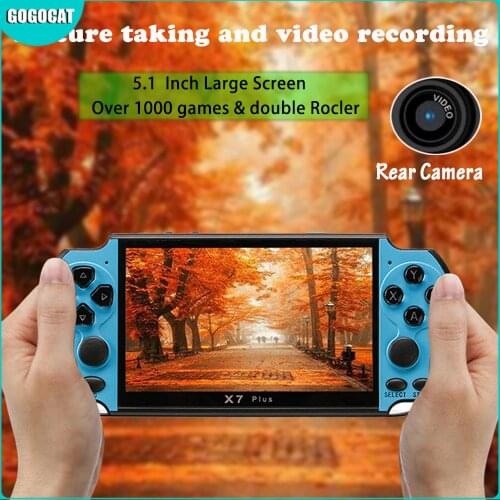 X7 Plus 8G Video Portable Arcade Game Console MP5 5.1 Inch Screen Handheld Music Double Rocker LCD Rechargeabl Kid Children Gift