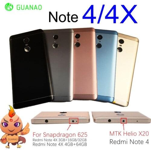 Xiao mi Redmi Note 4 4X Battery Cover Rear Door Back Housing Case Replacement Snapdragon Xiao mi Redmi Note 4 4X Battery Cover