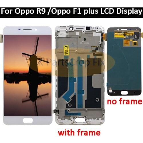 OEM quality For 5.5" OPPO R9 R9m R9tm X9009 LCD Screen display+touch Digitizer with frame white color free shipping