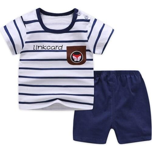 ZWF866 Fashion Toddler Boys Clothes Child Tracksuit Stripe T Shirt + Shorts Sport Suits Children Clothig Set 3-14 Years