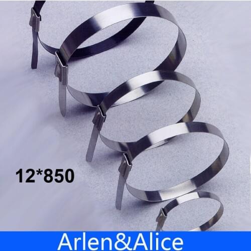 100pcs 12mmx850mm STAINLESS STEEL ZIP self-locking cable ties 12*850