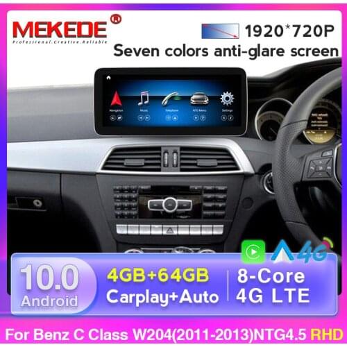 Android 10 8 Core 4+64GB 4G LTE Car GPS Navigation Multimedia Player for Mercedes-Benz C-Class W204/ C204/S204 2011 2012 2013