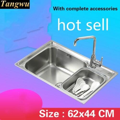 Free shipping Fashionable small kitchen sink 0.7 mm thick food grade 304 stainless steel single slot hot sell 62x44 CM