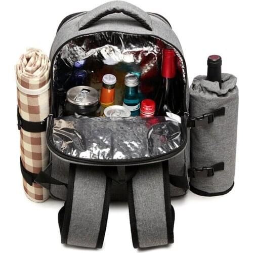 Large 4 Person Picnic Backpack Cooler Bag Insulated Hamper Bottle Holder Blanket