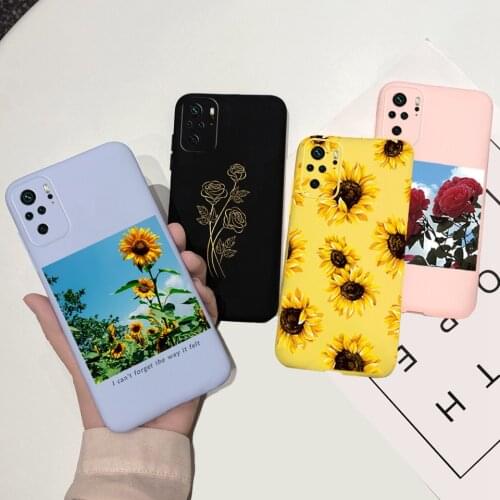 For Xiaomi Redmi Note 10 4G Case Sunflowers Soft Liquid Silicone Phone Case For Redmi Note10 6.43 inch Note 10 4G Back Cover