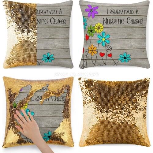 Retired Nurse Funny Quote Sequin Pillowcase Throw Pillow Case 40cmX40cm Ed Nurse Er Nurse Nephrology Nurse Neuro Nurse Nurse App