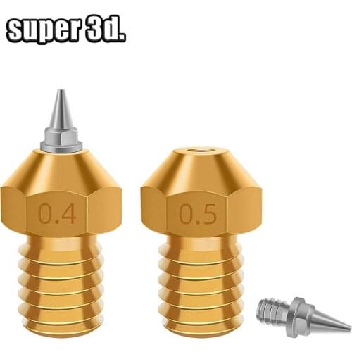 3D Printer Parts M6 V5 V6 Nozzle Airbrush Adapter Set 0.2/0.3/0.4/0.5mm Removable Stainless Steel Tips For E3D V6 Hotend 1.75mm