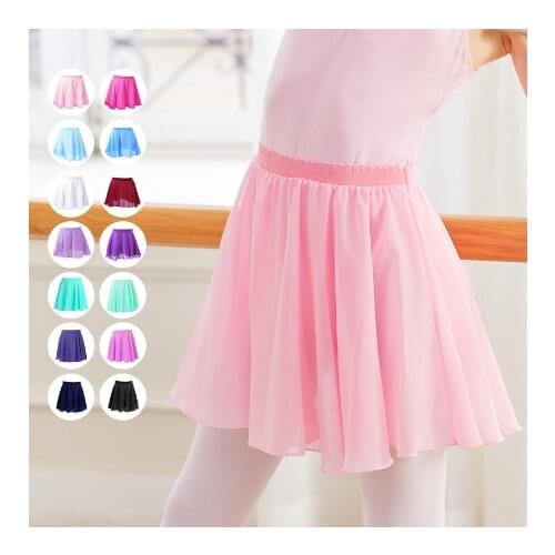 Girls Kids Ballet Skirt Sheer Chiffon Ballet Tutu Pink Kids Gymnastics Leotard Skirts Dance Skirt