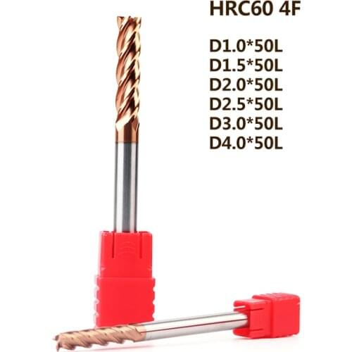 5PCS big sale HRC60 1mm 1.5mm 2mm 2.5mm 3mm 4mm Solid Carbide Endmills 4Flute Side Milling Slotting Milling Cutter Face Mill