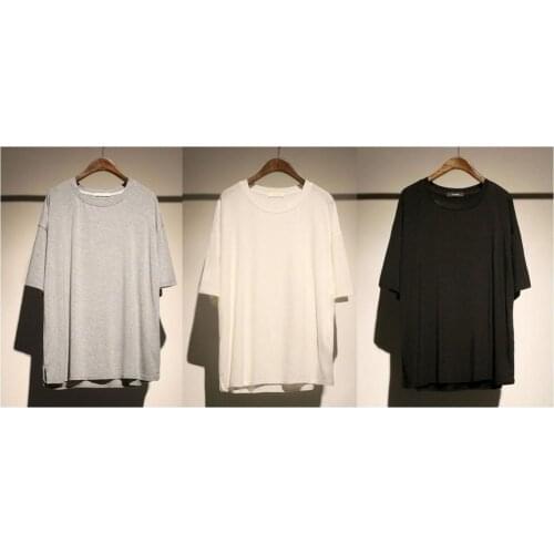 Oversized UNISEX Crewneck T-shirt / Men& Women Summer Loose Large Shirt / Side Slit / Short Sleeve / Plus size