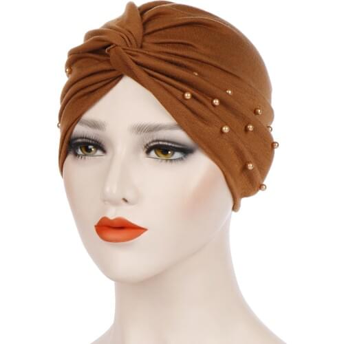Cotton Head Scarf for Women Muslim Hijab Cap Female Beading Turban Africa Wrap Turbante Bonnet Islamic Clothing Hair Accessories