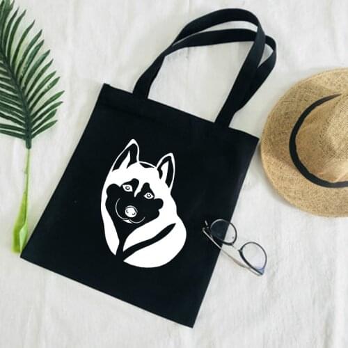 Pet Dog Printing Fashion Large-capacity Canvas Tote Bags College Female Shoulder Bags Shopper Reusable Women Shopping Handbags