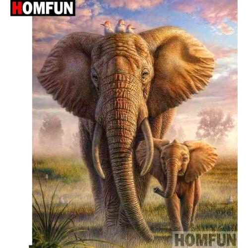 HOMFUN Full Square/Round Drill 5D DIY Diamond Painting "Elephant" Embroidery Cross Stitch 5D Home A07156