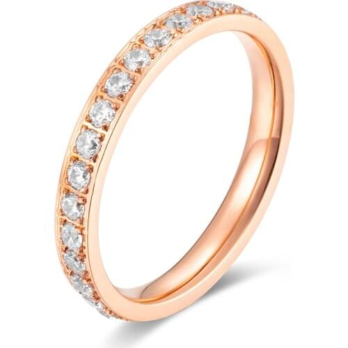 INSCHIC 2021 Korean Fashion Pave Cubic Zircon Stones Wedding Engagement Rings For Girls Woman Stainless Steel Jewelry 4 Colors