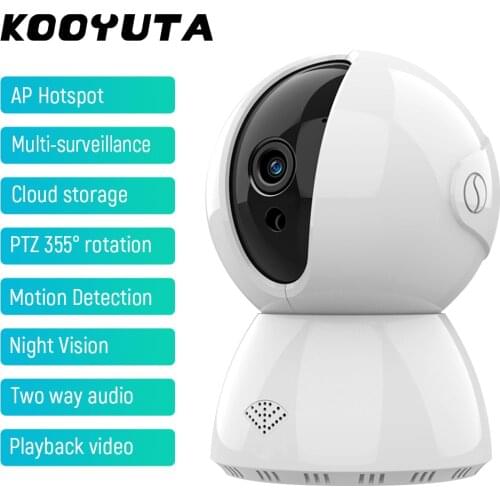 KOOYUTA Mini 720P PTZ Wifi Camera Two Way Audio Home Multi-Surveillance Remote Control Video Review APP Hotspot Security Camera