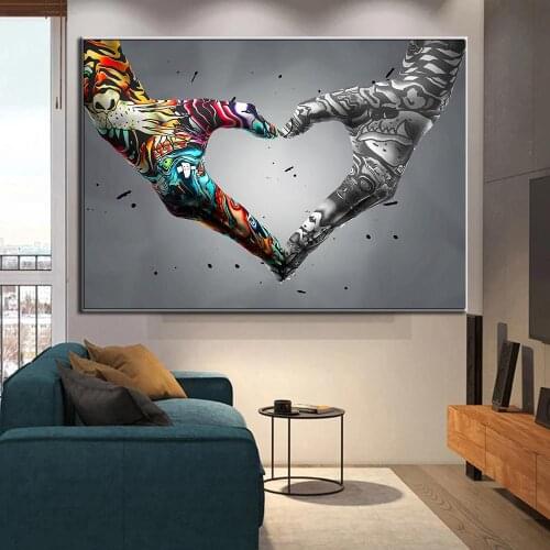 Gesture Graffiti Art Canvas Painting Love Heart Hands Hand In Hand Wall Poster Print Cuadros Picture For Living Room Home Decor