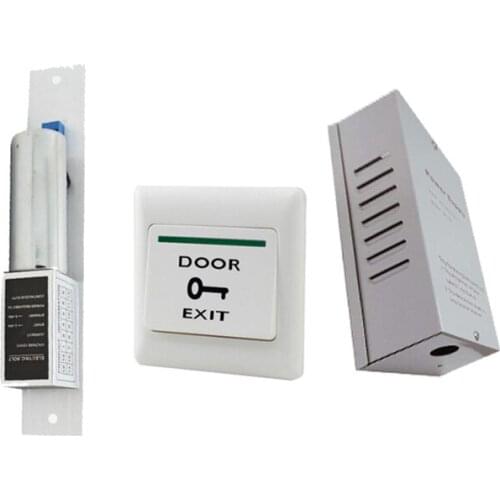 Door Access Control Kit Spare Parts With Electric Lock +Plastic ABS Exit Button+Power Supply