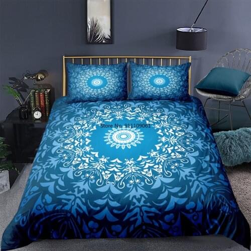 Boho Home Textiles 3D Mandala Bedding Set Bohemian 2/pc Duvet Cover Pillowcase Luxury Double/Queen/King Size Bedspread