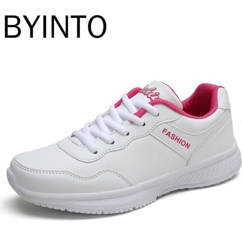 Women Tennis Sport Shoes Light Waterproof Leather Sneakers Jogging Walking Women Trainers Tenis Feminino Basket Femme 2021 White