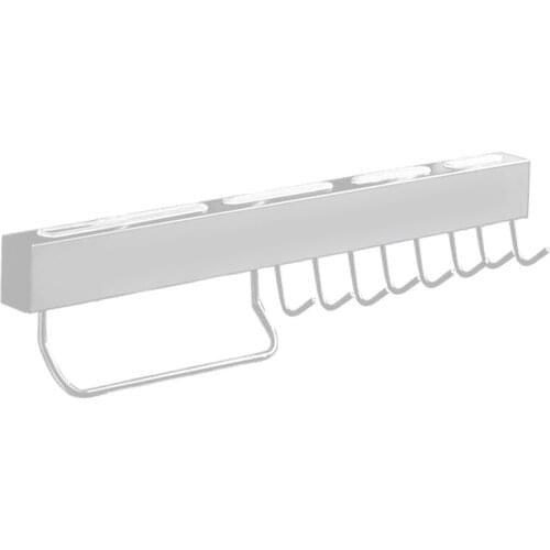Stainless Steel Kitchen Wall Rack with 8 Hooks Towel Rack Without Holes 50Cm with a Set Of Accessories