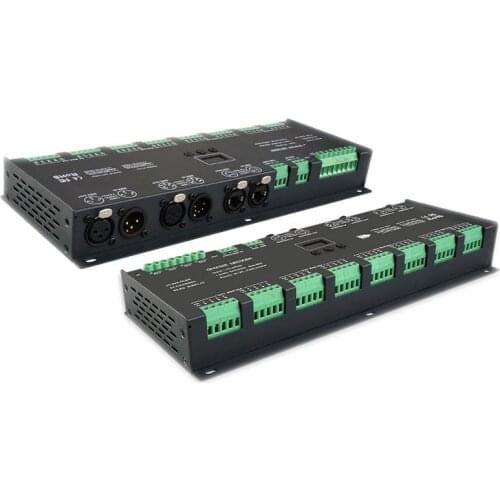 Led DMX512 Decoder Controller;24 Channel DMX Decoder DC12-24V;3A*24CH Max 72A output Led RGB Strip RGBW Ledstrip XLR-3/RJ45 Port