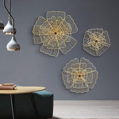 Nordic fashion metal home decoration accessories modern three-dimensional flower pendant light luxury creative porch adornment