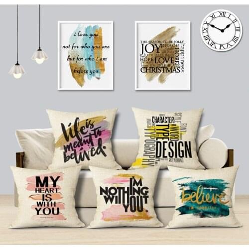 Fashion Colorful Letters Cushion Cover Romantic Valentine Day Gift Pillow Cover Sofa Linen Pillow Case for Home Decor