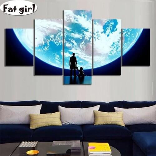 5pcs Super Earth Watch Picture diamond painting diy canvas painting cross stitch square round mosaic embroidery living decor
