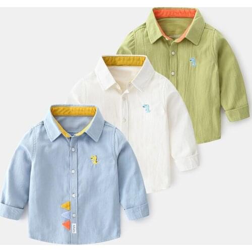 New spring and autumn style Korean childrens clothing boy childish cute cartoon cotton shirt shirt
