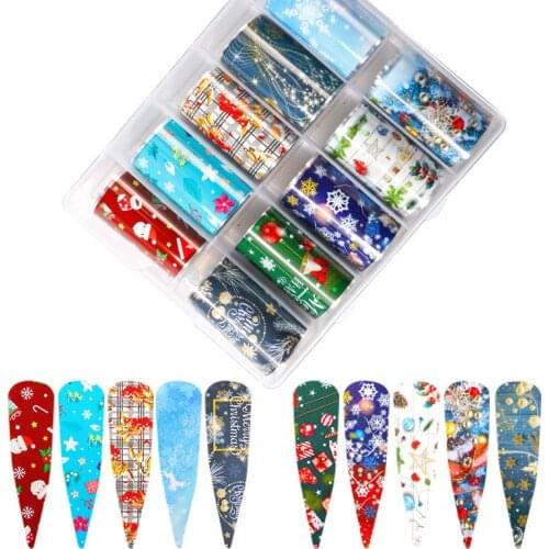 New Christmas Nail Foils for Transfer Paper Stickers Snowflakes Sliders Halloween Nails Wraps DIY Winter Nail Art Decorations