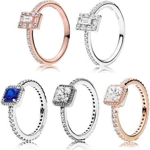 Original Luminous Ice Four Claw Timeless Elegance With Crystal Ring 925 Sterling Silver Ring Europe DIY Jewelry