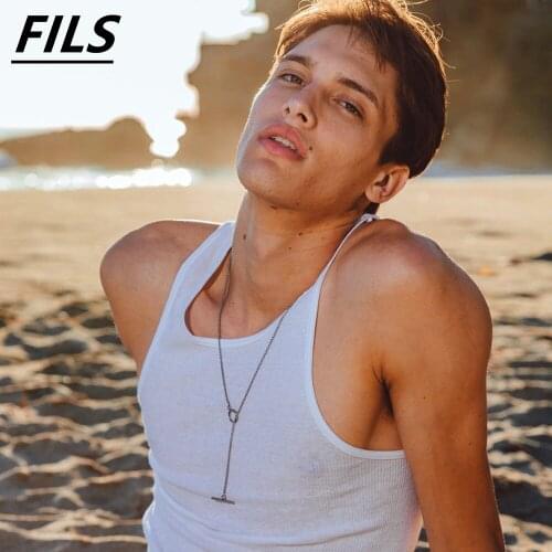 Fils New Stainless Steel OT Buckle Square Pearl Necklace Hip-hop for Men and Women Punk Simple OT Pendant Necklace Jewelry Gift