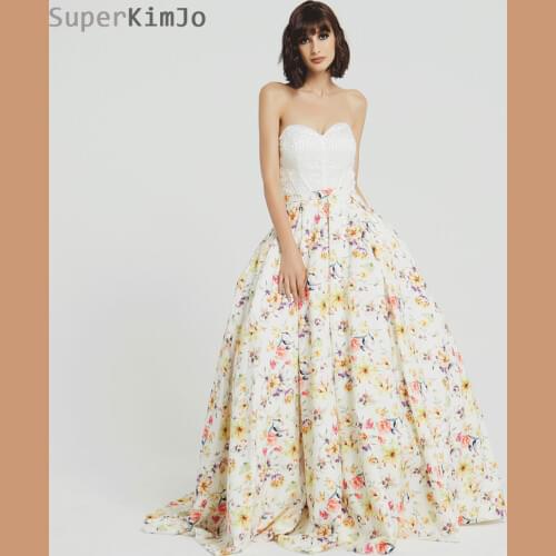 SuperKimJo 2019 Printed Prom Dresses Long Elegant Beaded A Line Prom Gown Abendkleider Vestido De Festa Longo