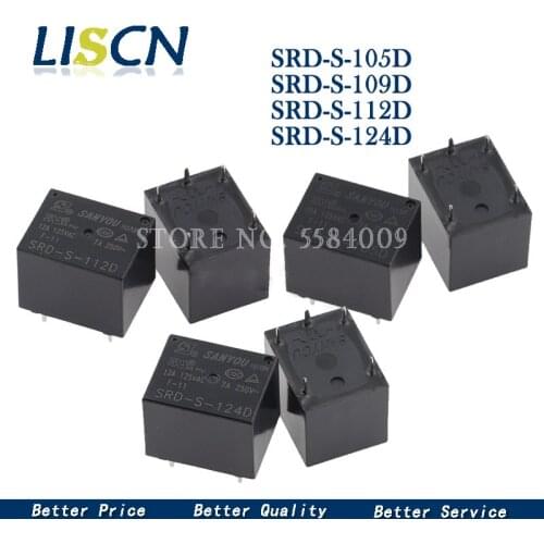 5PCS Power Relay SRD-S-105D 5VDC SRD-S-109D 9VDC SRD-S-112D 12VDC SRD-S-124D 24VDC 12A 5PINS DC5V DC12V DC24V 5V 9V 12V 24V