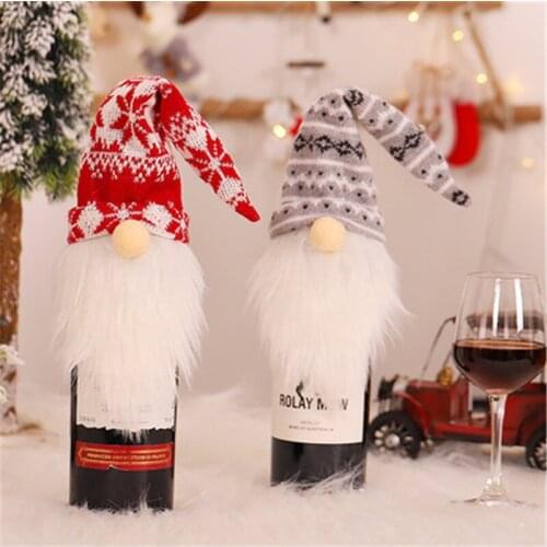 Christmas Elf Wine Bottle Cover Toppers,Christmas Gnomes Champagne Bottle Christmas Decoration for Home Table New Year 2022 Deco