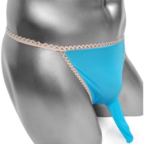 Sissy Silk Panties Sexy Lingerie Sheer Thin Men Thong Underwear Penis Sleeve T Back G Strings Sexy Sissy Gay Thongs Panties