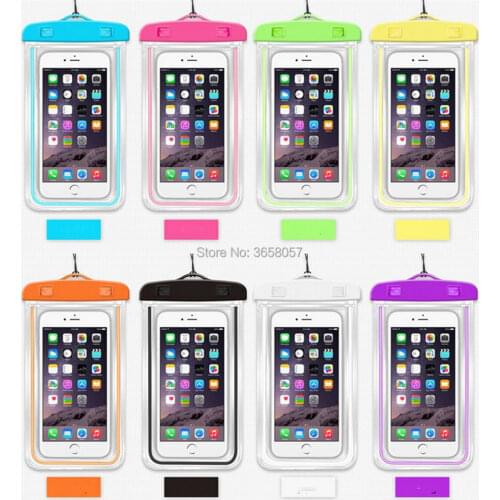 50pcs Waterproof case Luminous glow in dark light Universal Water Proof Bag pouch For iphone 7 8 Cell