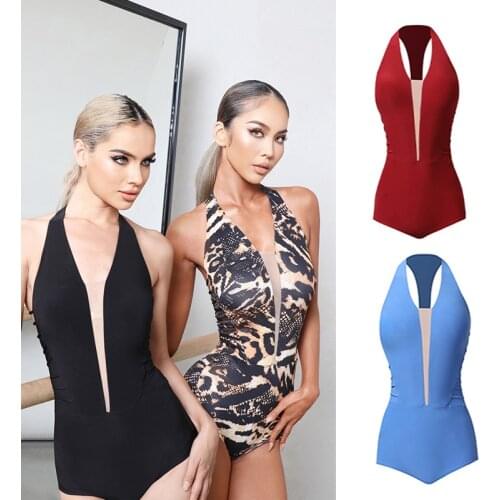 New Latin Dance Tops Women V-Neck Backless Gymnastics Leotards Adult Latin Dance Practice Wear Sexy Competition Clothes DNV15001