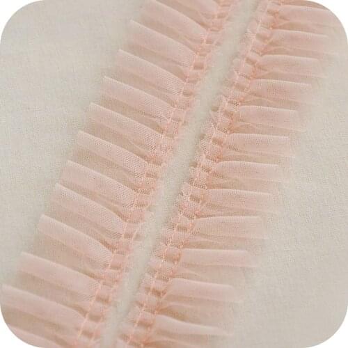 1M Pleated Mesh Lace Fabric 5CM Purple Green Lace Trim Embroidered Collar Ribbon Sewing Clothing Guipure dentelle encaje SA11