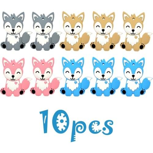 10pcs/lot Wholesale Animals Silicone Baby Teether Cartoon BPA Free Rodents Teething DIY Stroller Accessories Gifts for Baby