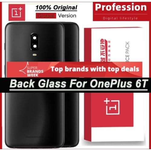 100% Original Back Battery Cover Rear Door Housing Case for OnePlus 6T 1+6T With Camera Lens + Adhesive Tape Repair Parts
