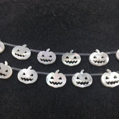 100pcs wholesale new 14*15mm white Pumpkin Loose Mother of pearl beads shell for women or man hallowmas jewellery Accessories
