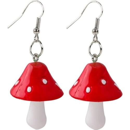 2021 New Acrylic Mushroom Long Pendant Earrings Quality Drop Earrings for Girls Women Children Birthday Gift Lovely Jewelry