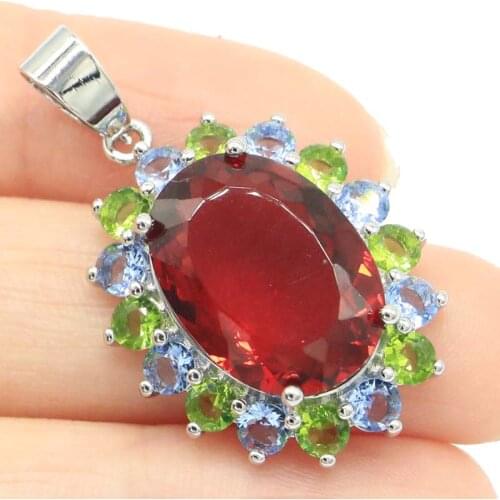 31x19mm Beautiful Oval Shape Created Green Peridot For Ladies Party Silver Pendant Wholesale Drop Shipping