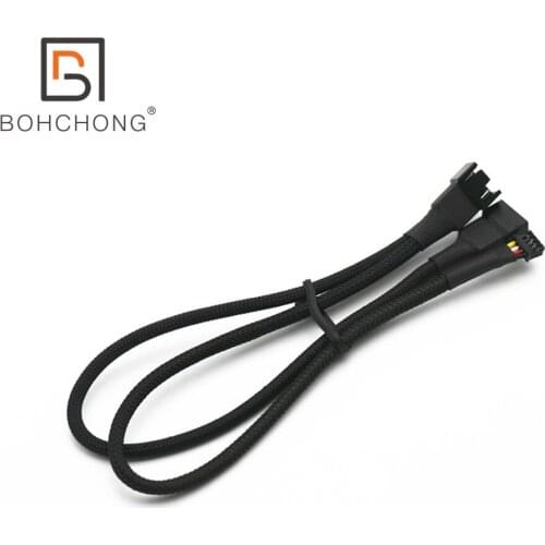 4-Pin PWM GPU Dual Fan Splitter Adapter Cable Black Sleeved for Graphics Cards Connect Two (2) Standard 3-Pin And 4-Pin Fan Head