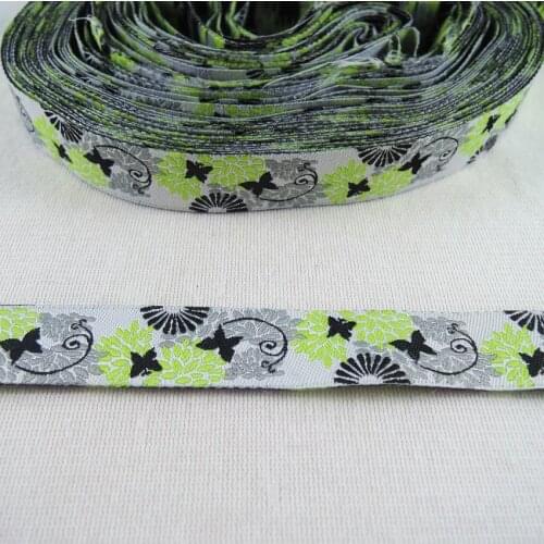 5/8" 16mm Natural Style Butterfly Trees Woven jacquard ribbon 10 yards/lot , DIY handmade materials trims Tape CX41